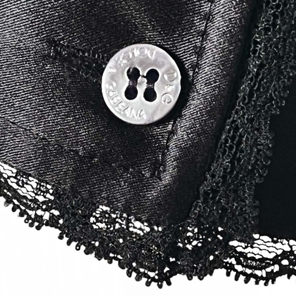 D&G Jet Black Silk & Lace Trim Fitted Shirt - Picture 9 of 16